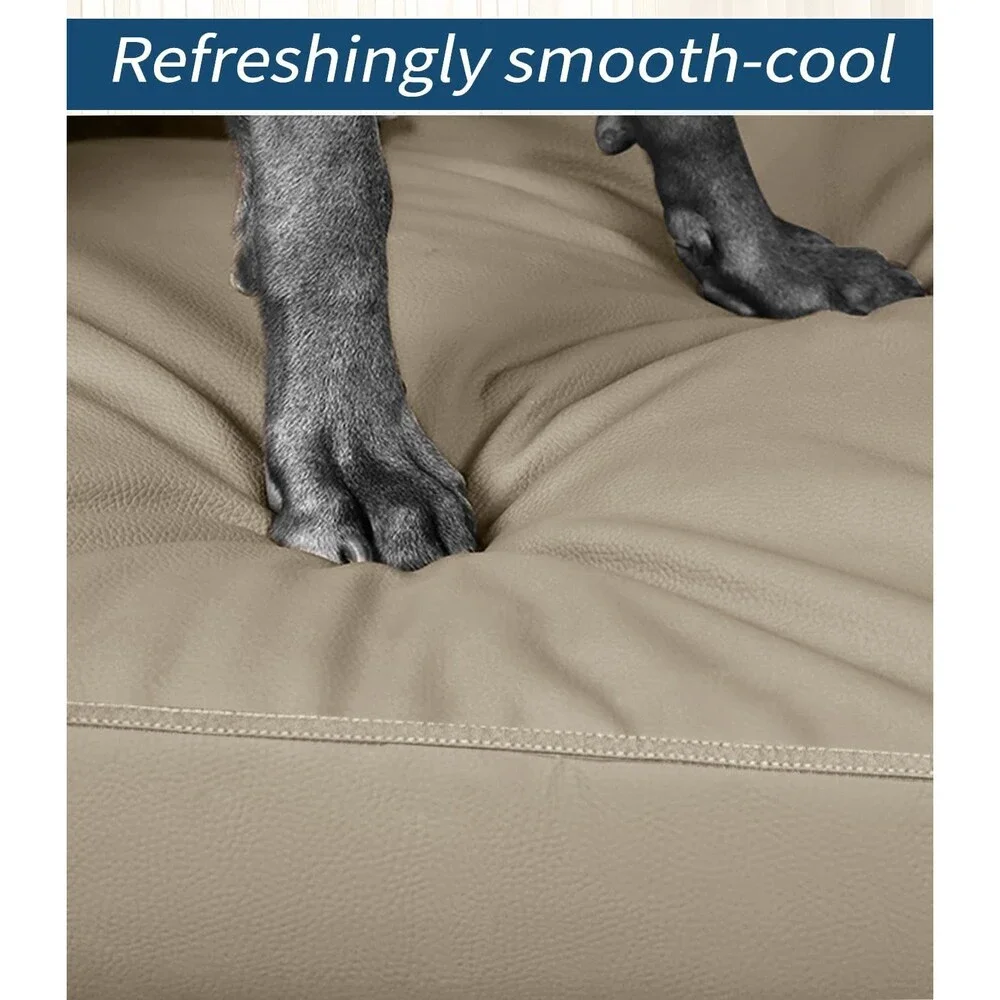 Waterproof Dog Bed Cover Brown - Faux Leather Hairproof Replacement Liner